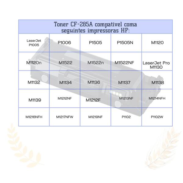 Imagem de Kit 10 unidades - Toner Compatível Com Hp 285a / 435a / 436a / 278a - P1102w M1132 P1005 M1120