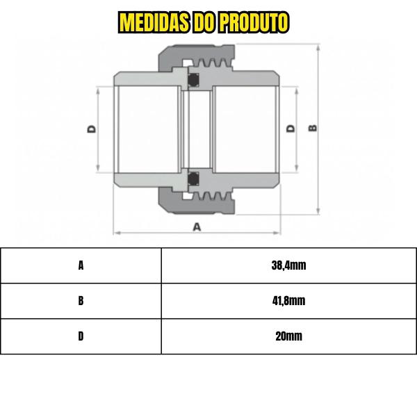 Imagem de Kit 10 Unidades União Soldavel Fortlev 20mm = 1/2