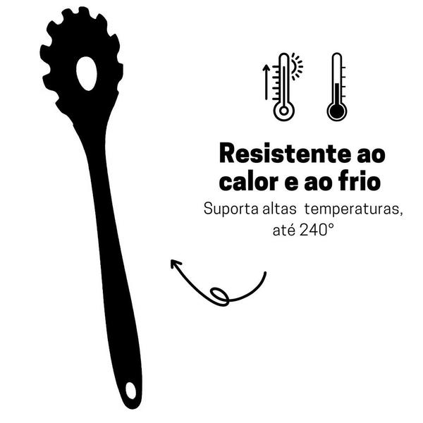 Imagem de Kit 10 Utensílios Cozinha Alta Temperatura Silicone Original Premium Reforçado - Preto ou Vermelho