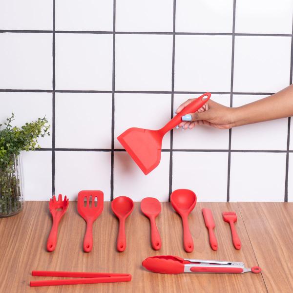 Kit 10 utensílios de cozinha de silicone completo multiuso - Oikos Imagem de Kit 10 utensílios de cozinha de silicone completo multiuso - Oikos