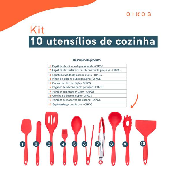 Kit 10 utensílios de cozinha de silicone completo multiuso - Oikos Imagem de Kit 10 utensílios de cozinha de silicone completo multiuso - Oikos