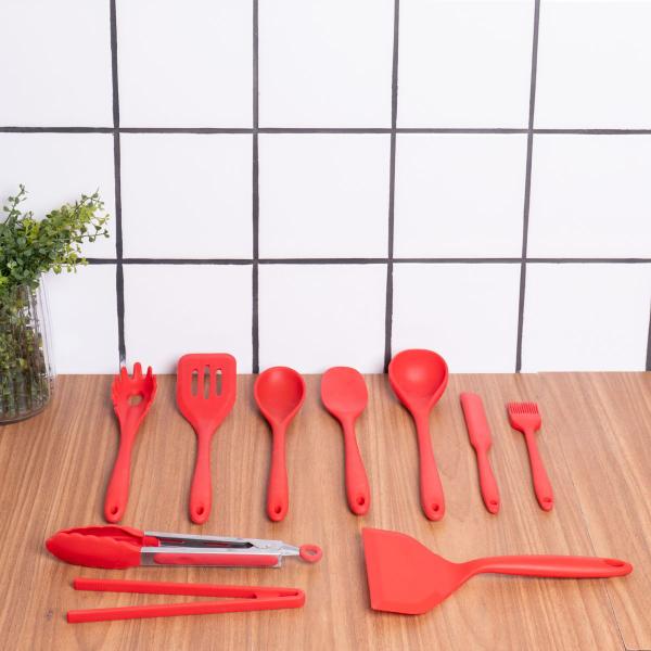 Kit 10 utensílios de cozinha de silicone completo multiuso - Oikos Imagem de Kit 10 utensílios de cozinha de silicone completo multiuso - Oikos