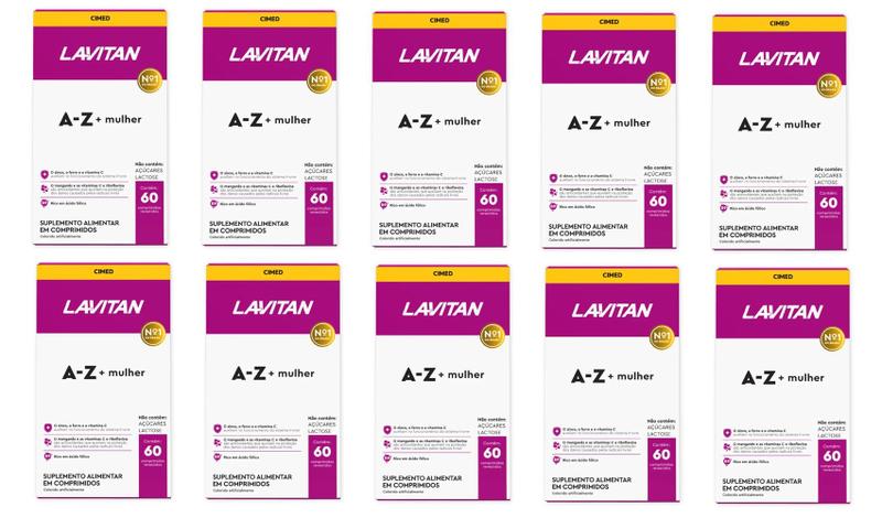 Imagem de Kit 10 Vitamina Lavitan A-Z Mulher Polivitamín. 60Cpr-Cimed