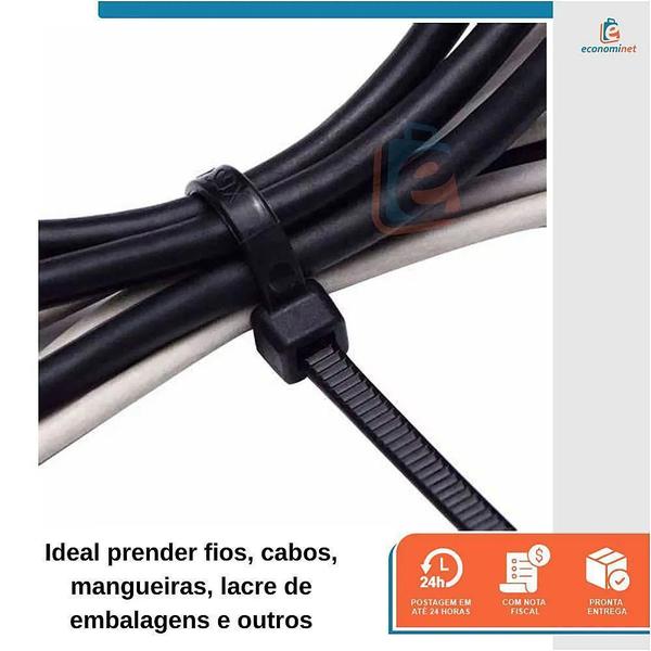 Imagem de Kit 100 Abraçadeira Nylon Preto 400 X 4,8Mm Starfer