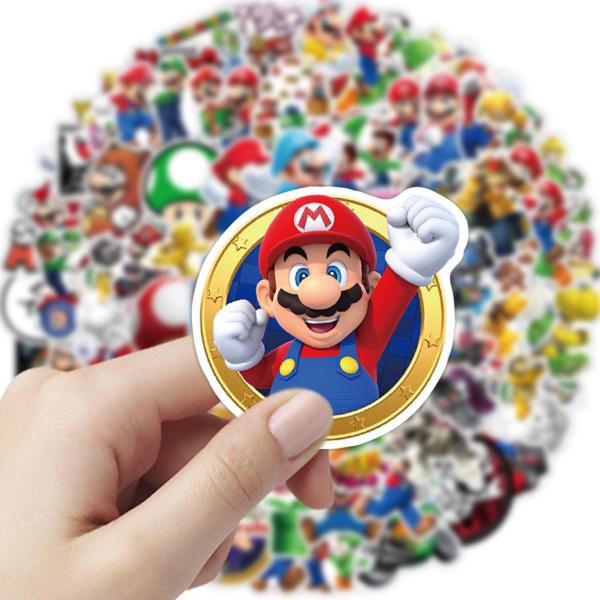 Imagem de Kit 100 Adesivos Sticker Super Mario Bros World Luigi Peach Yoshi Toad Bower Prova D'água