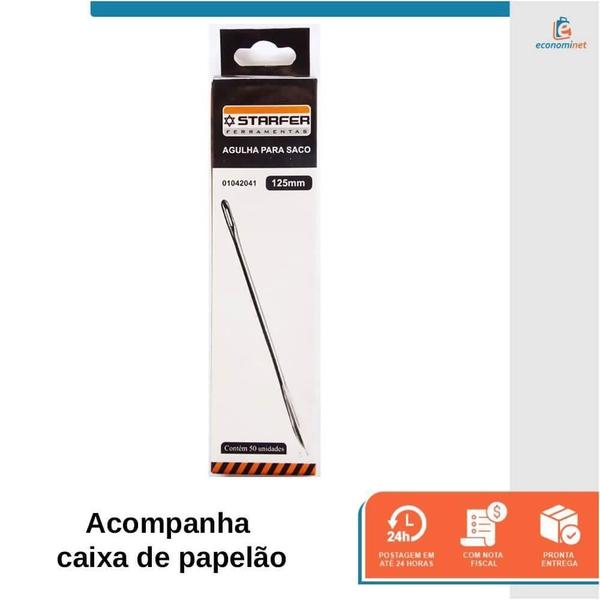 Imagem de Kit 100 Agulha Para Saco Costurar Sacaria 125Mm - Starfer