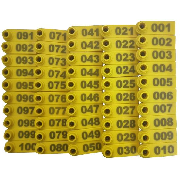 Imagem de Kit 100 Brinco Bovino Para Gado Numerado De 0 A 100 Amarelo