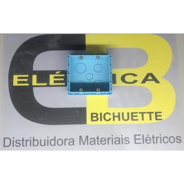 Imagem de Kit 100 caixa de luz embutir 4x4 pvc alvenaria azul peesa