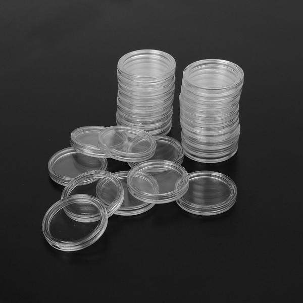 Imagem de Kit 100 Capsulas Case Porta Moedas De Acrílico 40mm Redondo Coin Holder