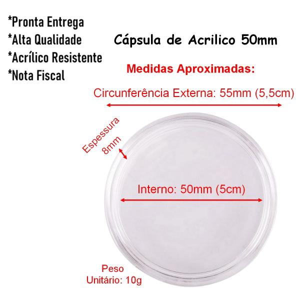 Imagem de Kit 100 Capsulas Case Porta Moedas De Acrílico 50mm Redondo Coin Holder