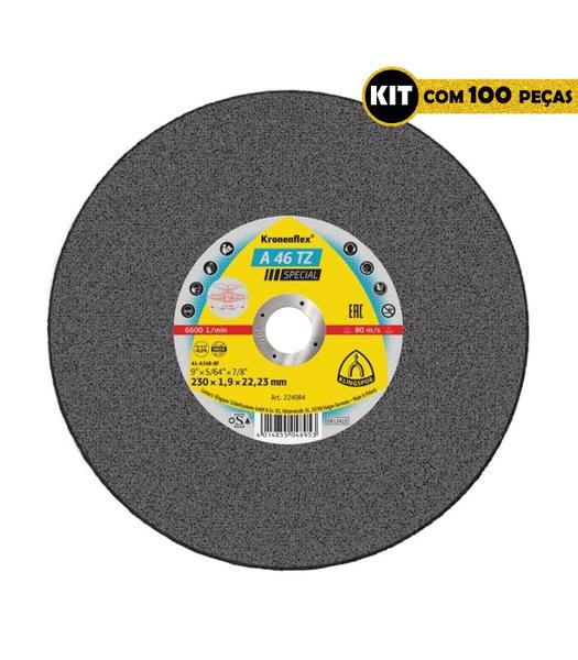 Imagem de KIT 100 Disco Corte 9 Pol. x 1,9mm Kronenflex A46TZ Klingspor para Esmerilhadeira