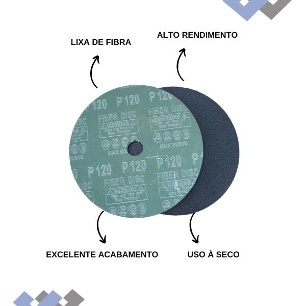 Imagem de Kit 100 Disco de Fibra 180mm 7 Grão 36 Granito Marmoraria