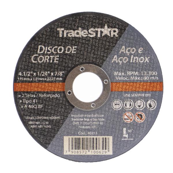 Imagem de kit 100 Discos de Corte Metal 115x1,0mm