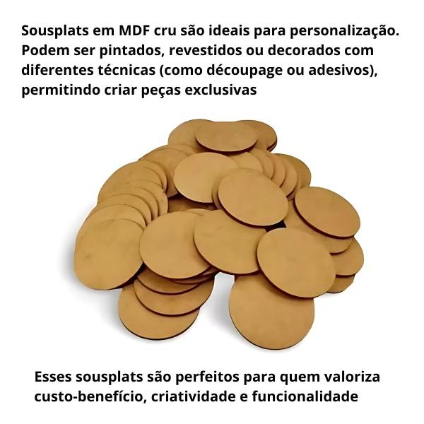 Imagem de Kit 100 Discos De Sousplat Mdf 3mm 10 cm Diâmetro Decoração