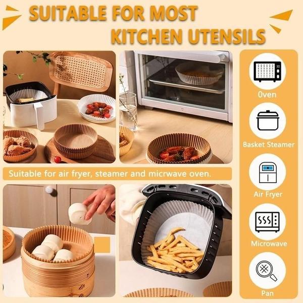 Imagem de Kit 100 Formas Antiaderente Air Fryer Descartáveis - 3 a 5L