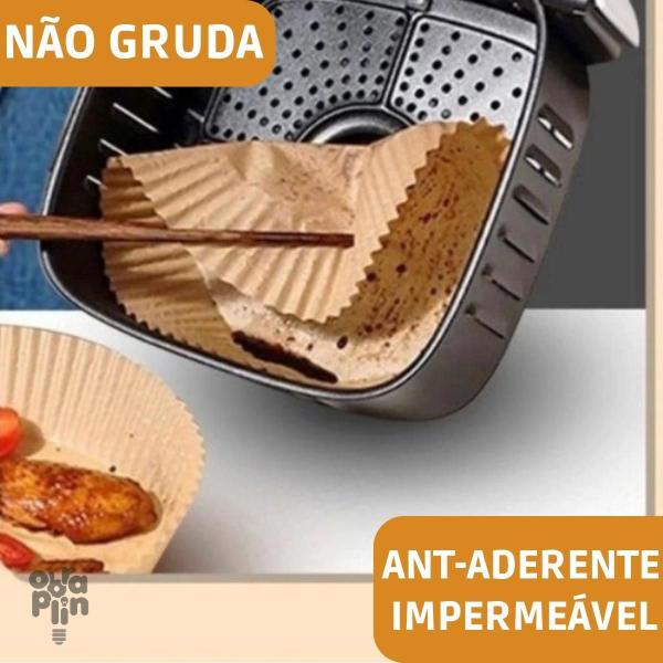 Imagem de Kit 100 Forro Papel Airfryer Descartável Forma Antiaderente