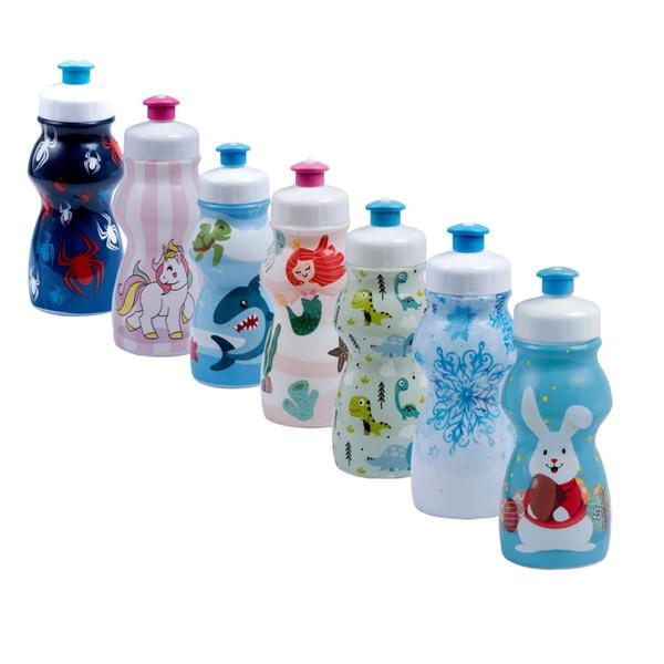 Imagem de Kit 100 Garrafinha Garrafa Squeeze Infantil Estampada 250ml