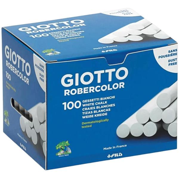 Imagem de Kit 100 Giz Branco Lousa Quadro Negro Plastificado Giotto