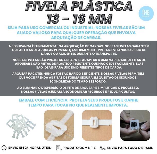 Imagem de Kit 100 Lacres Fivelas Para Fita De Arquear 16Mm