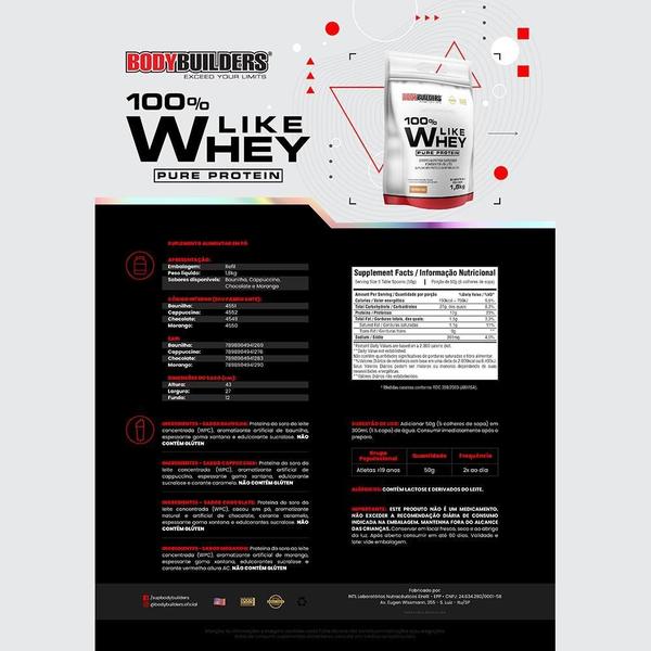 Imagem de Kit 100% Like Whey 1.8Kg + Power Creatina 100G + Power Glutamina 100G Bodybuilders