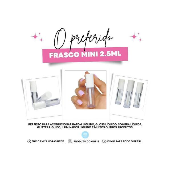 Imagem de Kit 100 Mini Frasco Gloss Batom Maquiadora Retoque