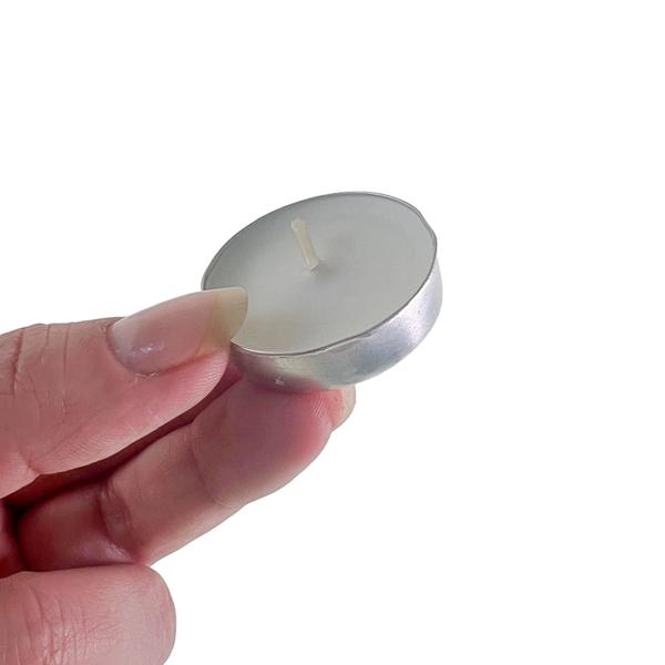 Imagem de Kit 100 Mini Vela Rechaud Parafina C/Suporte Tea Light Decorativa Branca