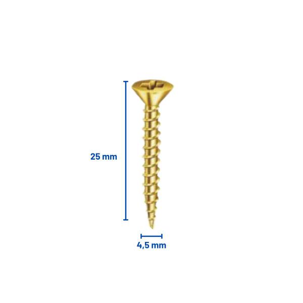 Imagem de kit 100 Parafusos Marceneiro Chip Chata 4,5 X 25mm Phillips