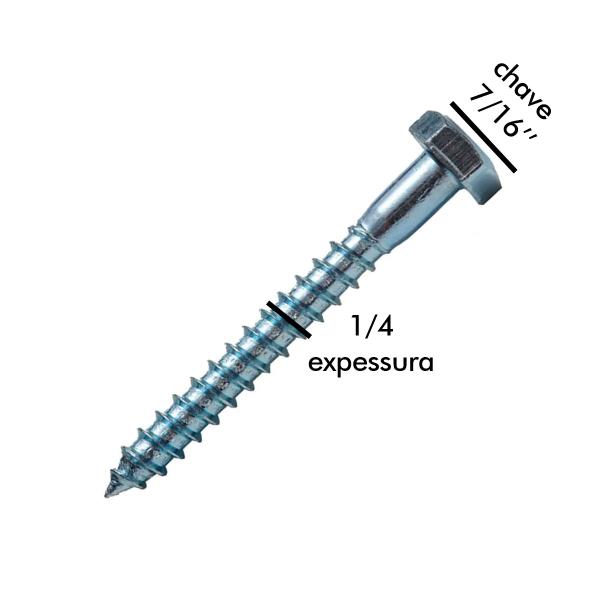 Imagem de Kit 100 Parafusos Rosca Soberba 1/4 X 70mm Sextavado Zincado