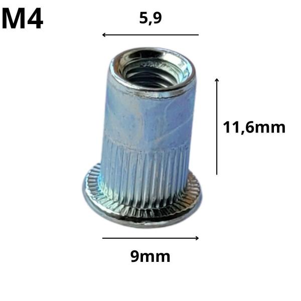 Imagem de Kit 100 Porca Rebite Rosca Interna M4 M5 M6 M8