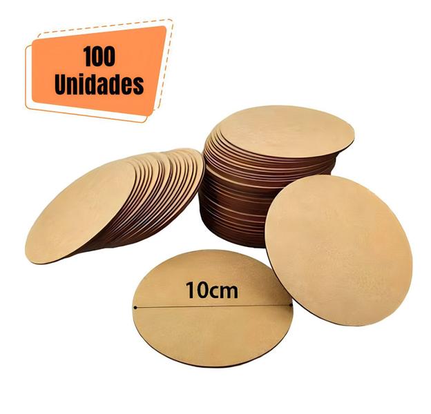 Imagem de Kit 100 Porta Copo 10 Cm Madeira Mdf Corte A Laser