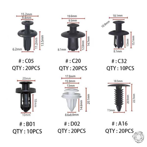 Imagem de Kit 100 Presilhas Grampos Fixadores Carro Veiculo Parabarro Com Caixa GN1667