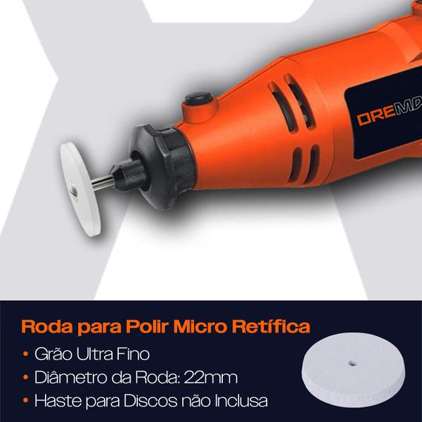 Imagem de Kit 100 Rodas De Borracha 22Mm Polimento Fino Micro Retífica