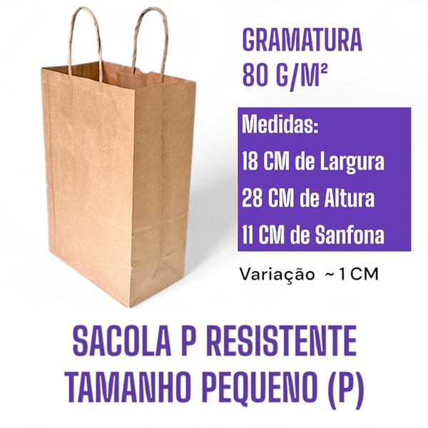 Imagem de Kit 100 Sacolas Kraft 18x28x11 com Alça Torcida - Ideais para Delivery de Lanches e Refeições