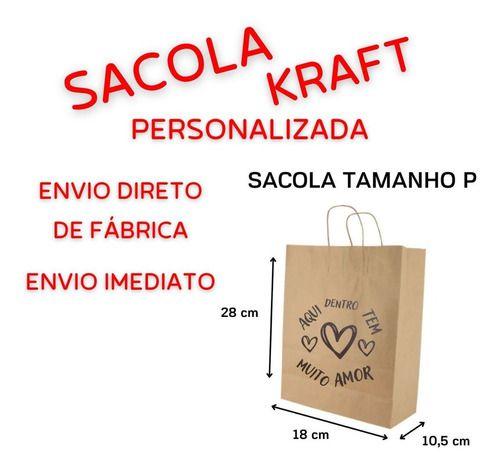 Imagem de Kit 100 Sacolas Kraft P Alça Torcida Delivery Person