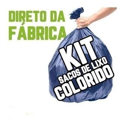 Imagem de Kit 100 Sacos Lixo (60l E 100l) Branco + Verde + Azul