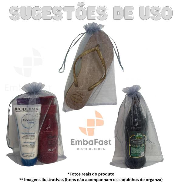 Imagem de Kit 100 Sacos Organza 20x30 Grande Lembrancinha Festa Cores Saquinho Embalagem Chinelo Garrafa Embrulho Presente Tule