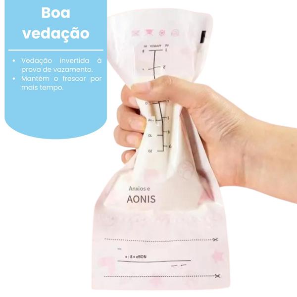 Imagem de Kit 100 Sacos Para Armazenar Leite Materno 210 Ml