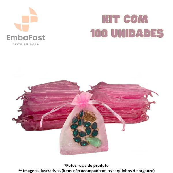 Imagem de Kit 100 Saquinho Organza 7x9 Saco Lembrancinha Festa Cores Embalagem Embrulho Pequeno Presente Tule Atacado Pacot