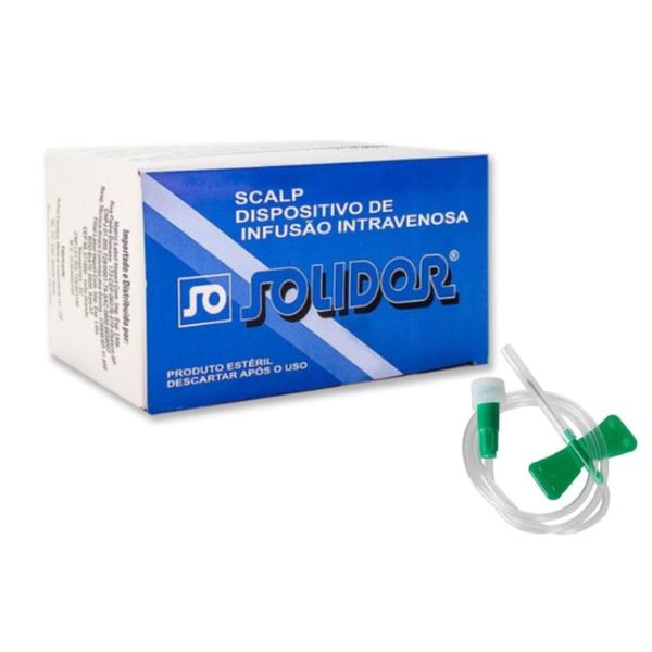 Imagem de Kit 100 Scalp Intravenoso Estéril Descartável para infusão 21G VerdeSolidor