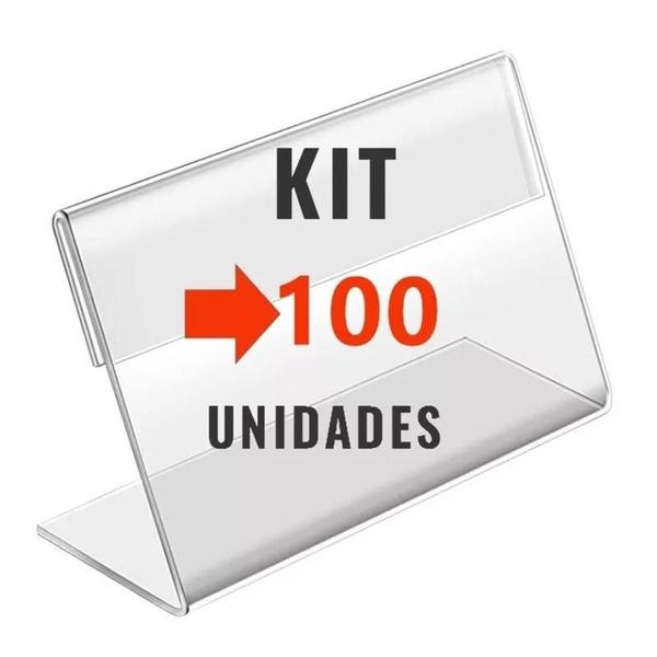 Imagem de Kit 100 Suporte Para Etiqueta Preço Gondola Mercado Acrílico