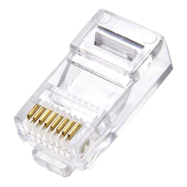 Imagem de Kit 100 Un Conector Rj45 8p8c Cat5e/6e Banhado De Ouro