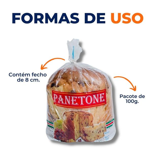 Kit 100 un de saco p/ panetone 100g (13x22,5cm) 100 un fecho - TAMAROZZI Imagem de Kit 100 un de saco p/ panetone 100g (13x22,5cm) 100 un fecho