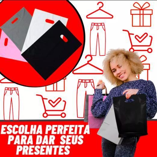 Imagem de Kit 100 Un Sacolas Plásticas Boca Palhaço 30x40 Alça Vazada