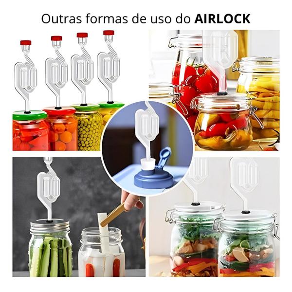 Imagem de Kit 100 unidades Airlock Válvula Tipo S Air Lock Para Fermentação Cerveja Kombucha Vinho Conserva