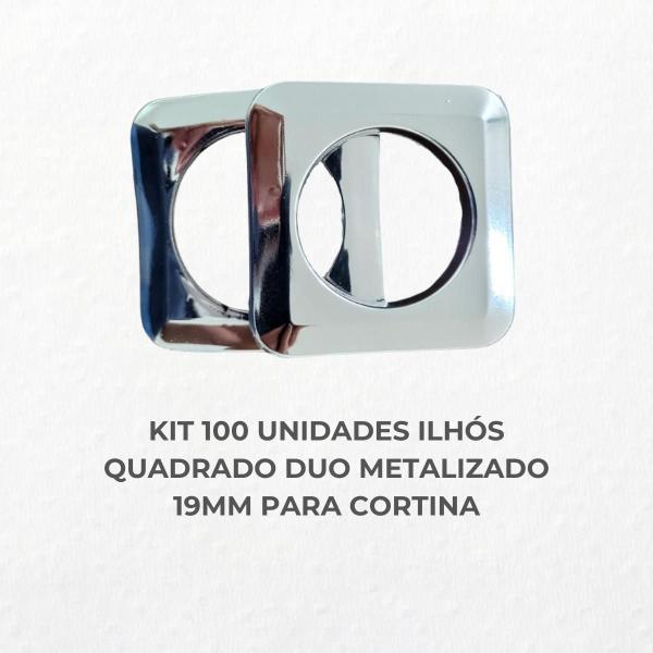 Imagem de Kit 100 unidades ilhós quadrado 19mm duo metalizado para cortina