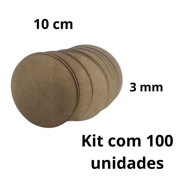 Imagem de Kit 100 Unidades Sousplat Suplat 10 cm Mdf Base Mandala