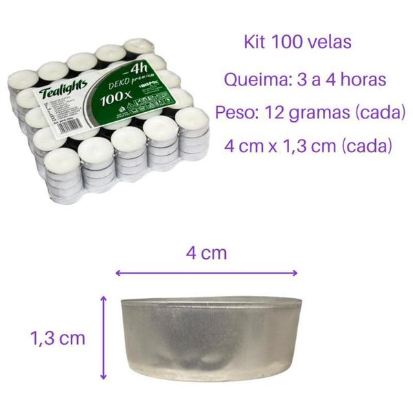 Imagem de Kit 100 Velas Rechaud Difusor Flutuante Foundue Branca