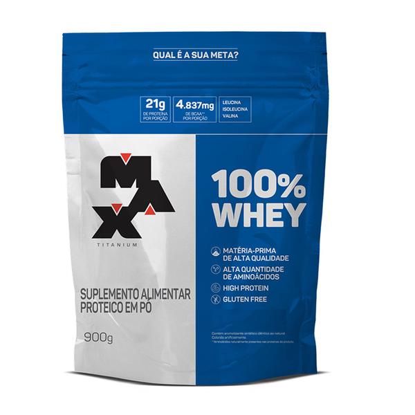 Kit 100% Whey Max 900g Refil + Creatina 300g Pura -Max Titanium Imagem de Kit 100% Whey Max 900g Refil + Creatina 300g Pura -Max Titanium