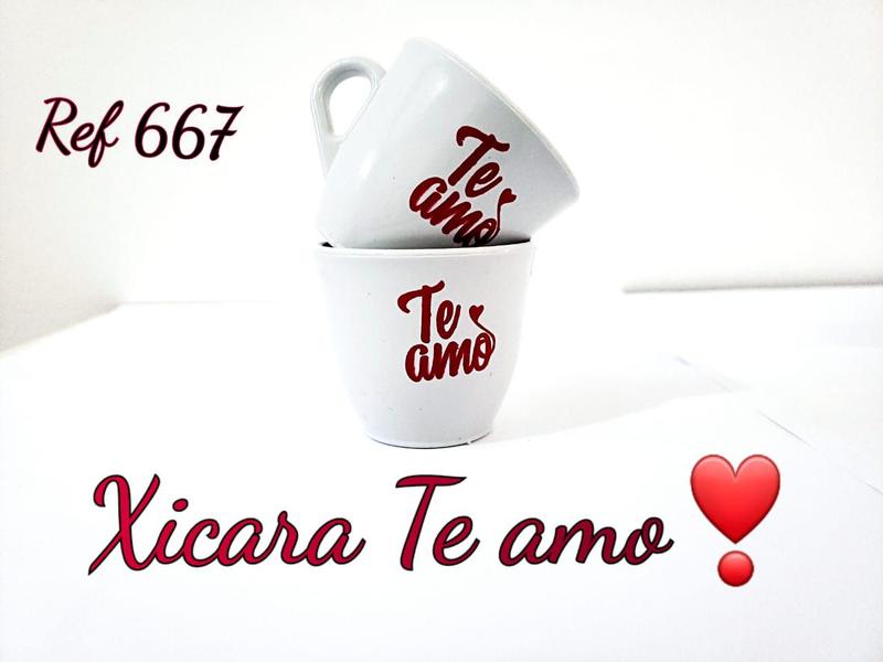 Imagem de Kit 100 Xícaras Café Plástico 60ml Te Amo Presente Namorados