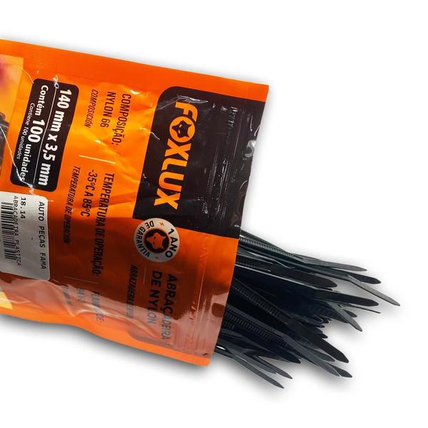 Kit 1000 Abraçadeiras De Nylon Preta Foxlux 14Cm X 3,5Mm Imagem de Kit 1000 Abraçadeiras De Nylon Preta Foxlux 14Cm X 3,5Mm